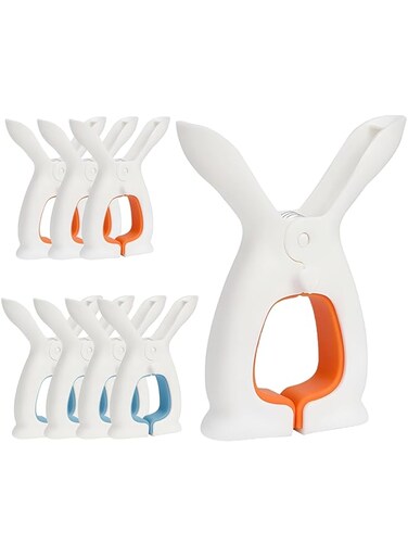 Oasisgalore 8Pcs Clothes Pins, Beach Towel Clips Towel Holder Clips Windproof Clothes Clips for Hanging Clothes, Quilt, Dolls (Blue/Orange)
