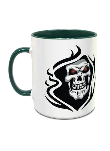 Grim Reaper Printed Coffee Mug White/Black/Green