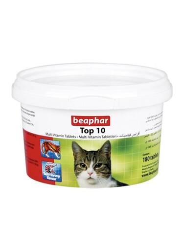 Beaphar Top 10 Cat Multivitamins 180 Tablet White 15cm