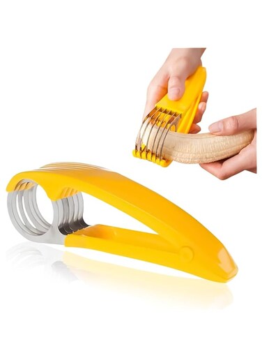 nalaina Banana Slicer Fruit Salad Cutter Fruit and Vegetable Salad Peeler Cutter Stainless Steel Kitchen Tools for Cucumber, Sausage, Banana, Strawberry, Grape