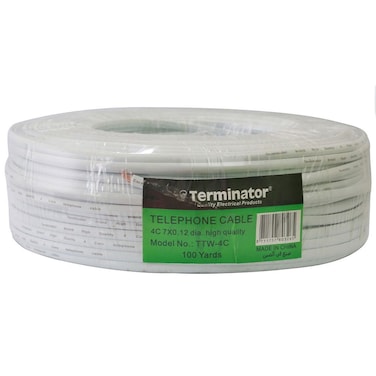 Terminator Telephone Cable 4 Core 100 Yards Wire (White)