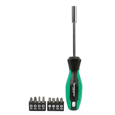 Terminator Screw Driver Set 9 Pc  1 Pc Bit Holders &amp; 8 Pcs Bits