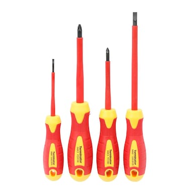 Terminator Screw Driver Set VDE Insulated 1000V 4 Pcs, 2 Pcs Slotted &amp; 2 Pcs Pozidriv