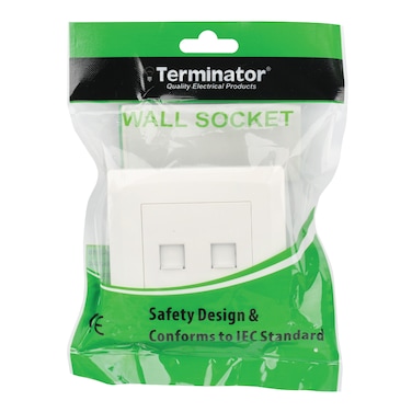 Terminator Wall Plate With Two RJ45 Data Sockets &amp; Module