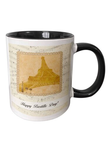 Happy Bastille Day Printed Mug Brown/White/Black