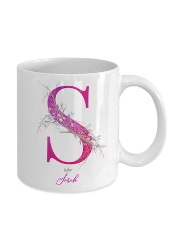S Is For Sarah Printed Mug White/Pink/Grey