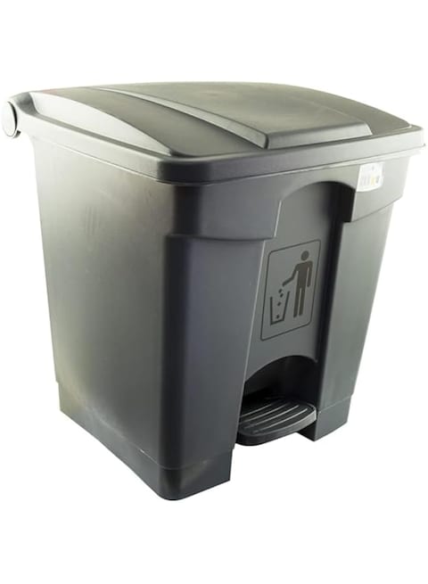 Cleano Garbage Bin Plastic With Pedal 45 Liter, Pedal-Type Trash Bin for Living Room Studio Kitchen Outdoor Waste Bin with Lid Gray trash can dustbin-Size 58x40x40cm