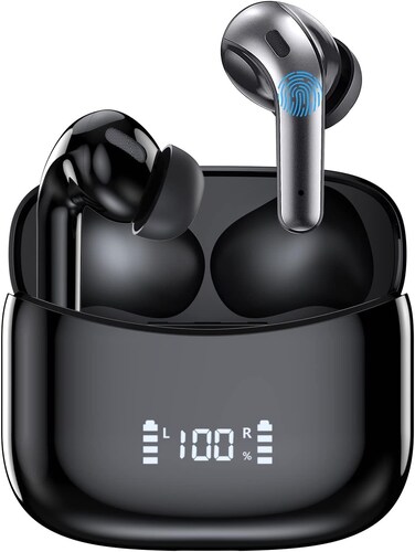 True Wireless Earbuds, Bluetooth Earphones 60H Playback, CVC Noise Cancelling with Wireless Charging Case, in-Ear Stereo Wireless Earphones Built-in Mic, LED Display, IPX7 Waterproof Sport Headphones
