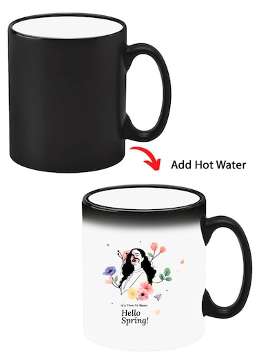 Color Changing Heat Sensitive Ceramic Mug, Image Revealed When HOT Liquid is Added! Hello Spring