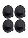 EASETROL Adhesive Hooks, Heavy Duty Sticky Towel Robe Hooks, Waterproof Stainless Steel Shower Hook, No Drill Stick on Wall Coat Clothes Hooks for Bathroom, Kitchen, and Offices (4, Black Round)