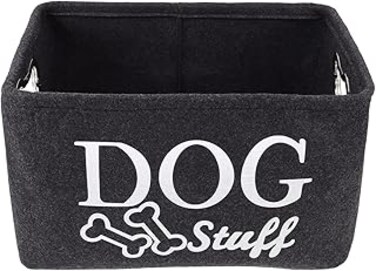 Aputue Dog Toy Box, Waterproof Inside Pet Supplies Storage Basket, Basket for Dog Toys Perfect for Organizing Pet Toys and Accessories, Dog Toy Storage Bin with Metal Handles Collapsible