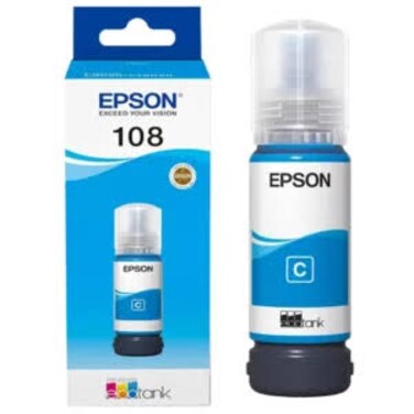 Epson 108 EcoTank Cyan Ink Bottle 70 ml &ndash; High Yield ~3,600 Pages &ndash; For L18050, L8050 Printer