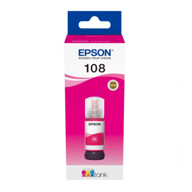 Epson 108 EcoTank Magenta Ink Bottle 70 ml &ndash; High Yield ~3,600 Pages &ndash; For L18050, L8050 Printer
