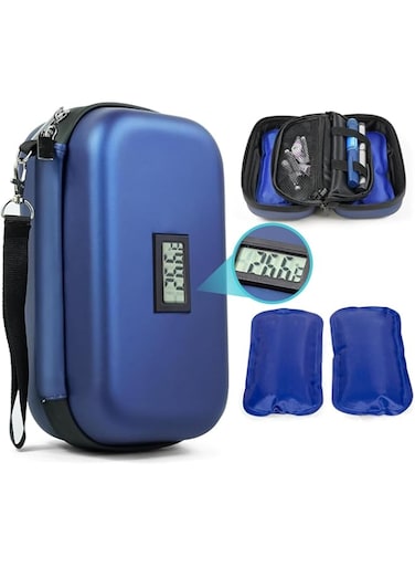 24-hour cooler travel case TSA approved drug diabetes cooler, with thermometer temperature display, refrigerated drug storage bag, with 2 ice bags