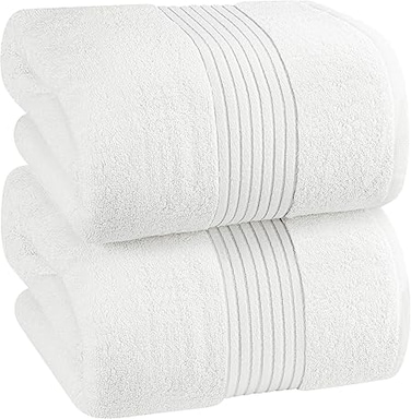 Utopia Towels - Luxurious Jumbo Bath Sheet 2 Pack - 600 GSM 100% Cotton Highly Absorbent and Quick Dry Extra Large Bath Towel - Super Soft Hotel Quality Towel (35 x 70 Inches, White)
