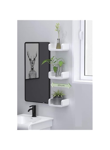 6.6 Inch Bathroom Shelf, Self Adhesive U Organizer Display Picture Ledge Wall Shelf Non-Drilling for Home Decor/Kitchen/Bathroom Storage (S) (6.6&rdquo;)