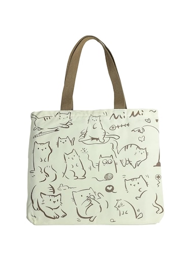 Cute Tote Bag for Women with Zipper, Funny Purse with Cats Dogs Large Canvas Shoulder Bag Handbag