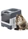 DUKASOU Enclosed Cat Litter Boxes, Foldable Litter Box with Lid Covered, Deodorizing Cabin, Large Size Cat Toilet Trainning Kitty Litter Pan, Closed Smell Proof Anti-Splashing, with Scoop