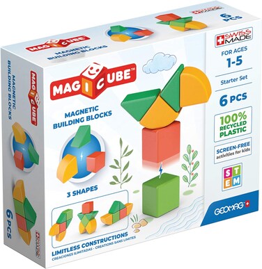 Geomag Magicube Magnetic Cubes Starter Set 6Pcsmagnet Toys Building Construction For Children Stem Creativity Imagination, Recreational Conventional Educationalmade In Switzerland 1Y+