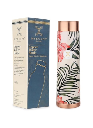 MERCAPE&reg; - Copper Bottles for Water with Leak Proof Lid   100% Pure Copper Bottle   BPA Free &amp; Non Toxic   Printed Ayurvedic Copper Bottle for Health Benefits - 950 ML