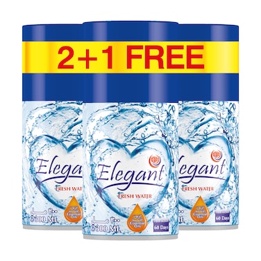Elegant Automatic Spray REFILL &ndash; Fresh Water &ndash; 300ML &ndash; Pack of 3, Triple Pack (300ML x 3 Pcs) &ndash; Air Freshener REFILL for Home And Bathroom, Made With ESSENTIAL OILS
