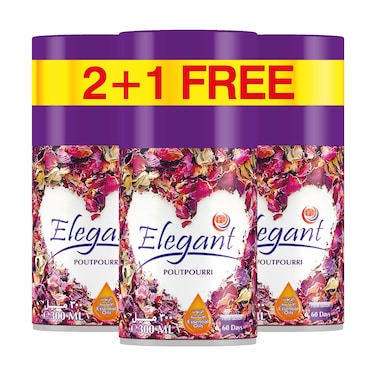 Elegant Automatic Spray REFILL &ndash; Poutpourri &ndash; 300ML &ndash; Pack of 3, Triple Pack (300ML x 3 Pcs) &ndash; Air Freshener REFILL for Home And Bathroom, Made With ESSENTIAL OILS