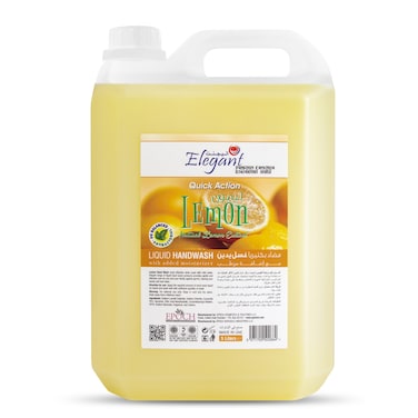 Elegant Hand Wash Liquid Refill - 5 Liter - Lemon - Effective Germ Protection &ndash; Liquid Hand Wash provides Gentle And Effective Care &ndash; Fragrant And Soft