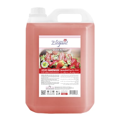 Elegant Hand Wash Liquid Refill - 5 Liter - Strawberry - Effective Germ Protection &ndash; Liquid Hand Wash provides Gentle And Effective Care &ndash; Fragrant And Soft