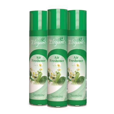 Elegant Jasmine Air Freshener Spray - 300ML - Pack of 3 (3x300ML) - Floral Easy to Use Air Freshener   Eliminates Bad Odour, Alcohol-Free &amp; Long-Lasting Fragrances