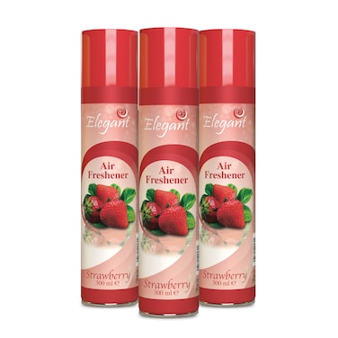 Elegant Strawberry Air Freshener Spray - 300ML - Pack of 3 (3x300ML) - Floral Easy to Use Air Freshener   Eliminates Bad Odour, Alcohol-Free &amp; Long-Lasting Fragrances