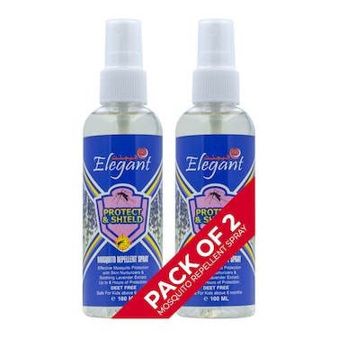 Elegant Mosquito &amp; Tick Repellant Spray &ndash; 100ML &ndash; Pack of 2 &ndash; Soothing LAVENDER &ndash; Deet FREE &ndash; Tick, Insect &amp; Mosquito Repellant, 8H Protection, Protect &amp; Shield Spray   DEET-FREE Spray SAFE for Kids*