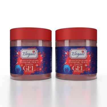 Elegant Hair Gel &ndash; Extreme Hold &ndash; 100ML &ndash; TWIN PACK (Pack of 2) &ndash; Crystal Glue Styling Gel, Quick Dry And No Flaking, Long-Lasting Hair Styles