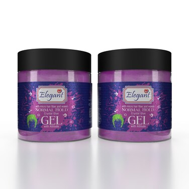 Elegant Hair Gel &ndash; Normal Hold &ndash; 100ML &ndash; TWIN PACK (Pack of 2) &ndash; Crystal Glue Styling Gel, Quick Dry And No Flaking, Long-Lasting Hair Styles