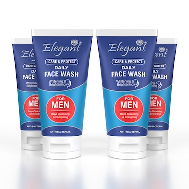 Elegant Men Face Wash &ndash; 150gm &ndash; 4-Pack (4x150g) &ndash; Powerful &amp; Antibacterial Facial Cleanser   Deep Cleansing, Energizing &amp; Whitening