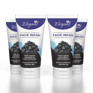 Elegant Activated Charcoal Face Wash &ndash; 150gm &ndash; 4-Pack (4x150g) &ndash; Gentle Facial Cleanser Helps Remove Dirt &amp; Purifies the Skin   For Daily Use