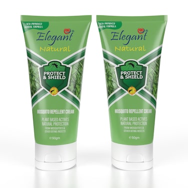 Elegant Natural Mosquito Repellant Cream &ndash; 50g &ndash; Twin Pack (Pack of 2) &ndash; All Natural, Deet-Free Repellent Cream, Repels Ticks &amp; Insects, Made With Plant Based Actives