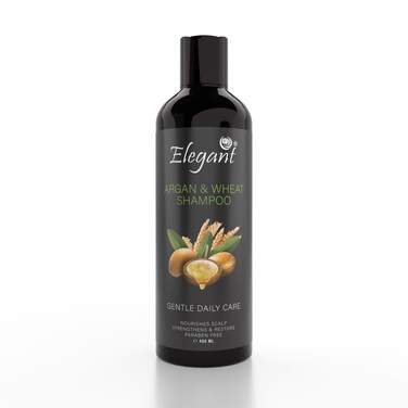 Elegant Argan &amp; Wheat Shampoo &ndash; 480ML   Deep Conditioning &amp; Smooth Finish, Vitamin E &amp; Paraben-Free for Daily Hair Moisturizing
