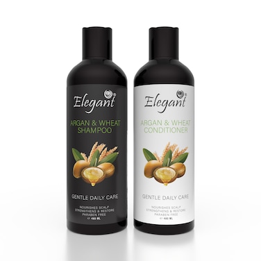 Elegant Argan &amp; Wheat Shampoo &amp; Conditioner Set &ndash; (2 x 480ml) &ndash; Nourishing, Strengthening Daily Hair Care for Soft, Smooth, Hydrated Hair &ndash; Paraben Free Formula