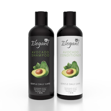Elegant Avocado Shampoo &amp; Conditioner Set &ndash; (2 x 480ml) &ndash; Nourishing, Strengthening Daily Hair Care for Soft, Smooth, Hydrated Hair &ndash; Paraben Free Formula