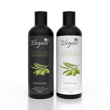 Elegant Olive Oil Shampoo &amp; Conditioner Set &ndash; (2 x 480ml) &ndash; Nourishing, Strengthening Daily Hair Care for Soft, Smooth, Hydrated Hair &ndash; Paraben Free Formula