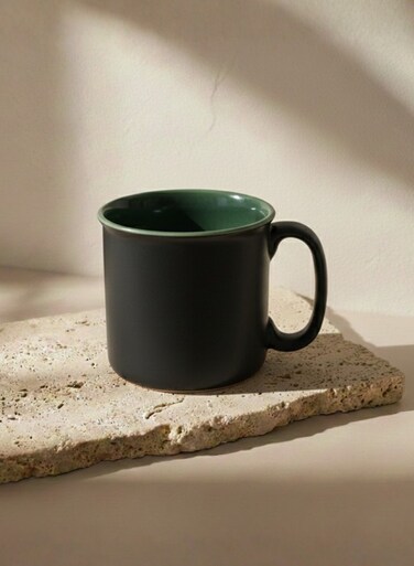 And Twine Green Edge Black Jumbo Mug Set of 2
