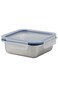 container with lid, square stainless steel/plastic, 600 ml