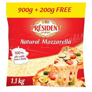 بريزيدنت جبنة موزاريلا طبيعية مبشورة، 1.1 كغ