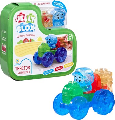 Goliath Jelly Blox Tractor Set, 12 Piece Toddler &amp; Preschool Building Blocks, Ouch-Free Tactile Sensory Play Fidget Toy, Stackable, Squishable Stretchable Blocks Suitable For Boys Girls Aged 2+