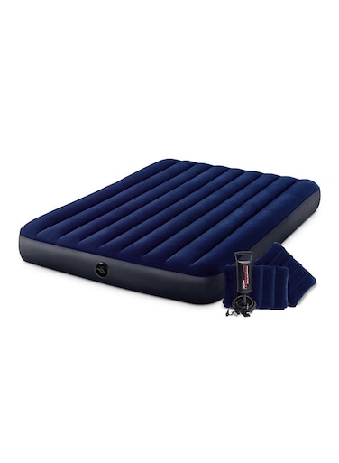 Queen Classic Downy Air Mattress 1.52Mx 2.03M X 25Cm Plastic Blue