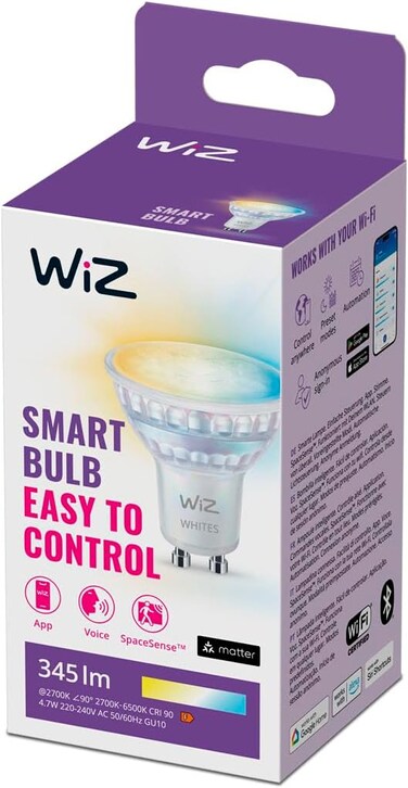 WiZ White Ambient GU10 Glass Smart LED Light Bulb, 929003772222