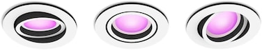 Philips Hue White &amp; Color Ambiance Centura Round Recessed Spotlights, Pack Of 3, Dimmable Ceiling Lights With 16 Million Colours, Smart Light Control Via Voice And App, 929003809701