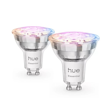 Philips Hue Essential GU10 Smart LED Spot Light, 4.7 W, 2200-6500 K, 345 Lumens, Dimmable, Alexa, Google Assistant and Apple Home, Pack of 2