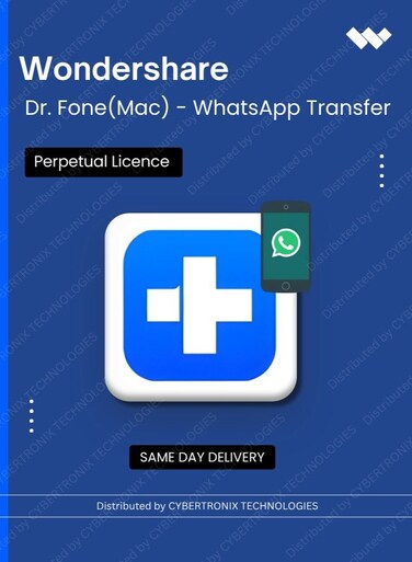 Wondershare Dr.Fone (Mac) - WhatsApp Transfer   Perpetual License   Digital License   Same Day Delivery