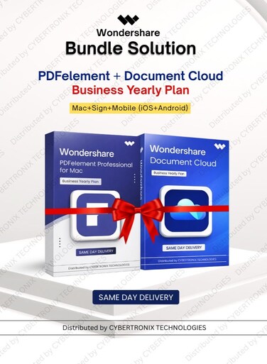 Wondershare Bundle Solution: PDFelement and Document Cloud Business   1 Year   Mac+Sign+Mobile(iOS+Android)   Digital License   Same Day Delivery